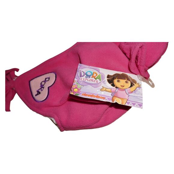 Vintage Deadstock Dora the Explorer Fleece Winter Hat Pink Sherpa Lined Kids NWT - Picture 7 of 9